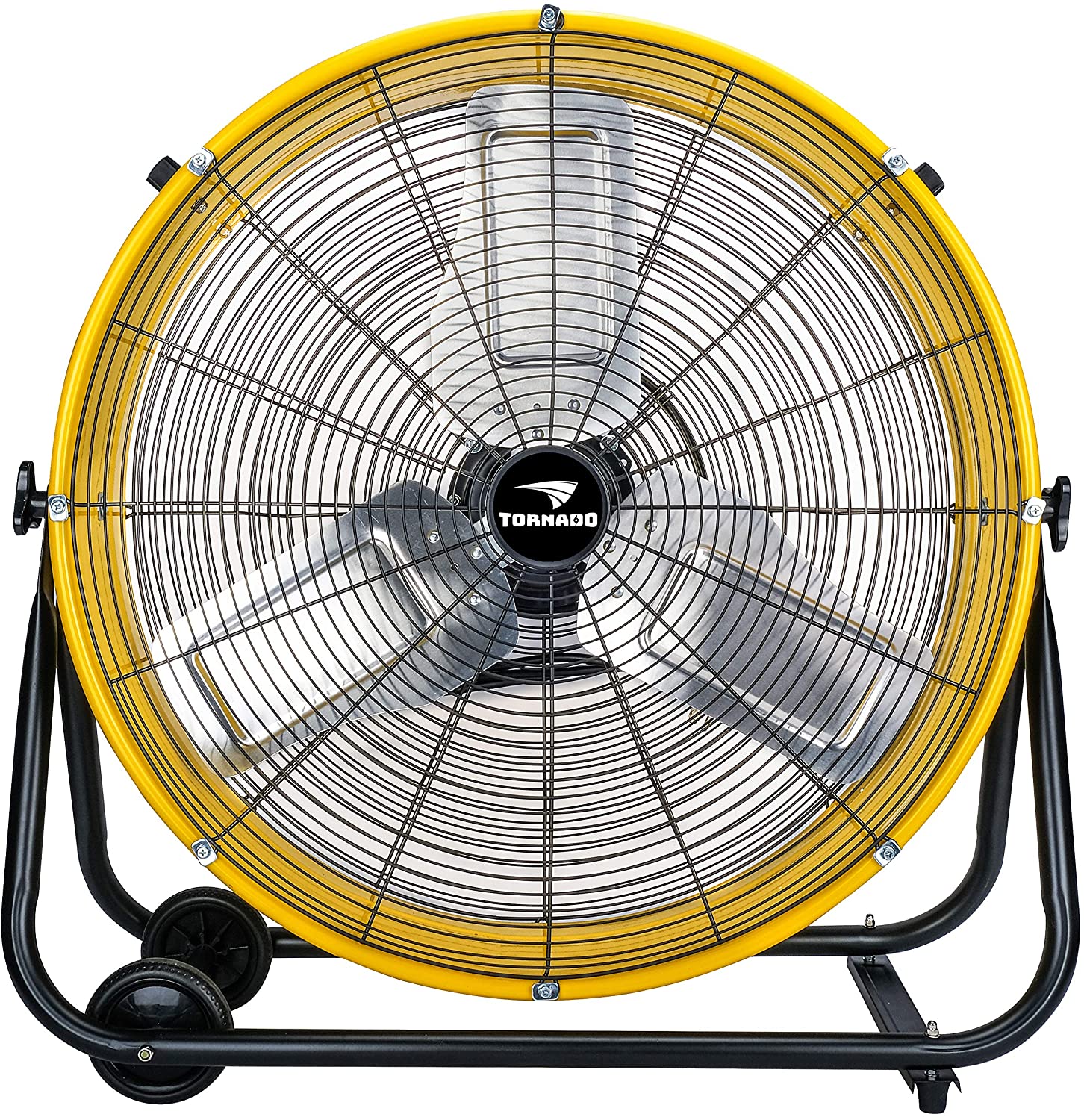 Tornado 24 Inch High Velocity 3-Speed Drum Air Circulator Fan, 7800 CFM, Yellow - HI-FAN-DRUM24-1P