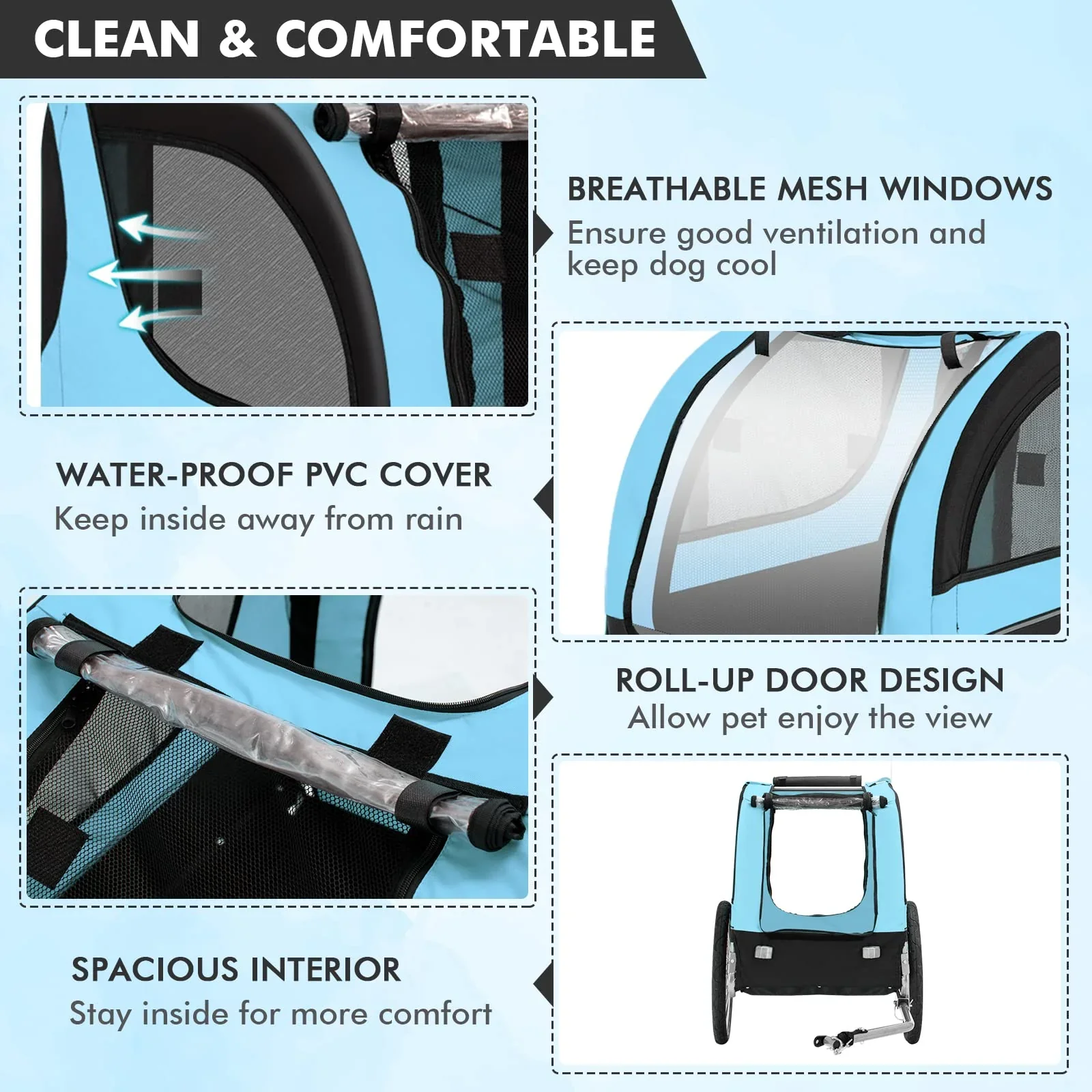 Pet Bike Trailer Holds 40kg Bicycle Trailer for Small & Medium-Sized Dogs - Image 9