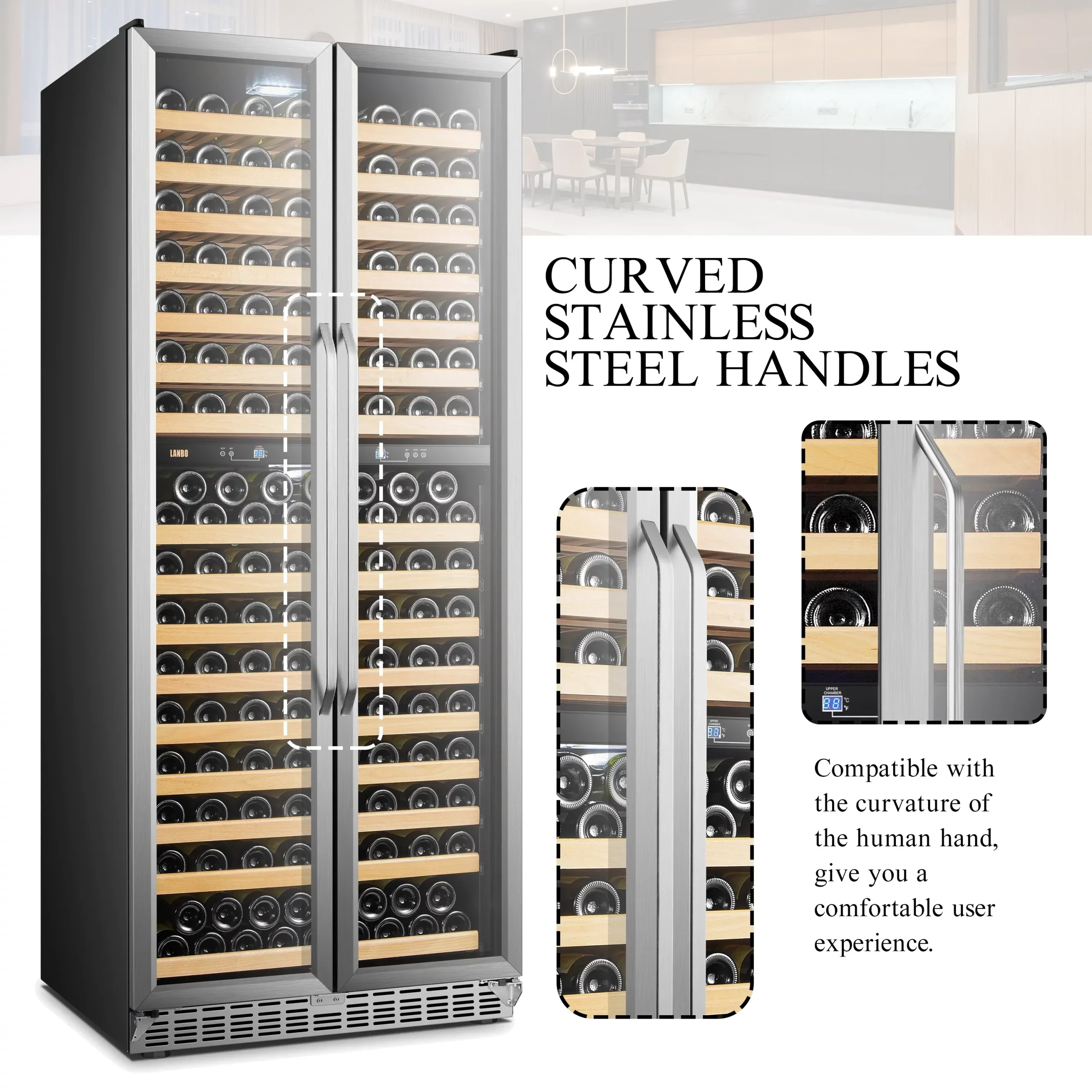 Lanbo 32 Inch 287 Bottle Dual Zone Compressor Freestanding Wine Refrigerator - LW328DD - Image 9