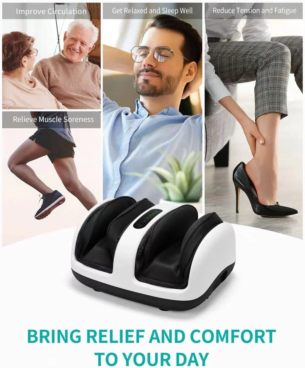 Nekteck Shiatsu Foot And Calf Massager With Heat - White - Image 7