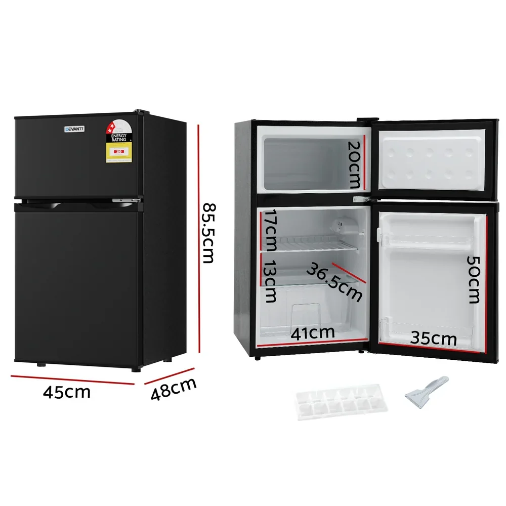 Devanti Bar Fridge Mini Freezer Refrigerator, 80L, Black - Image 2