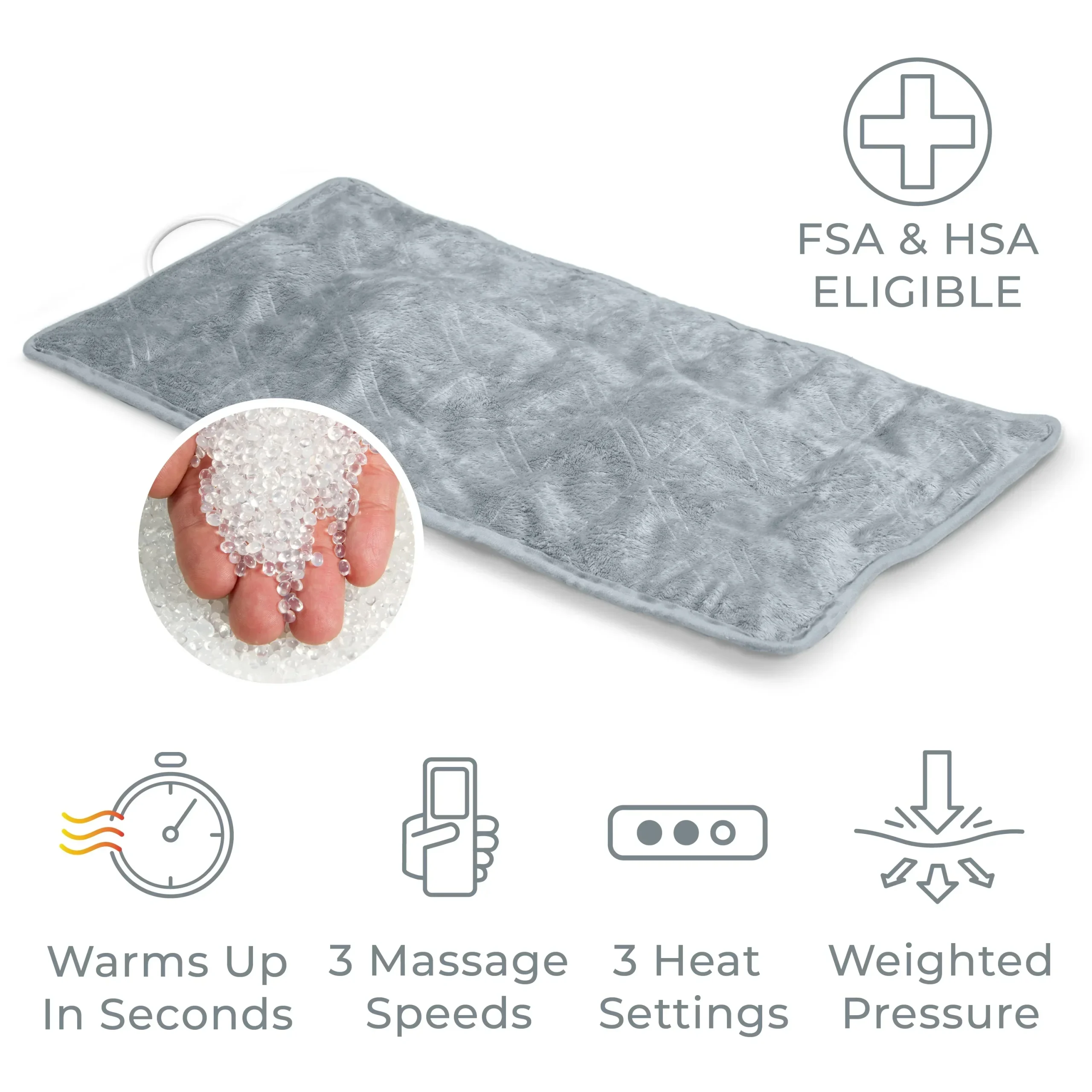 Pure Enrichment 3-in-1 Heating Pad, 12 in x 24 in, Steel Gray - WeightedWarmth - Image 6
