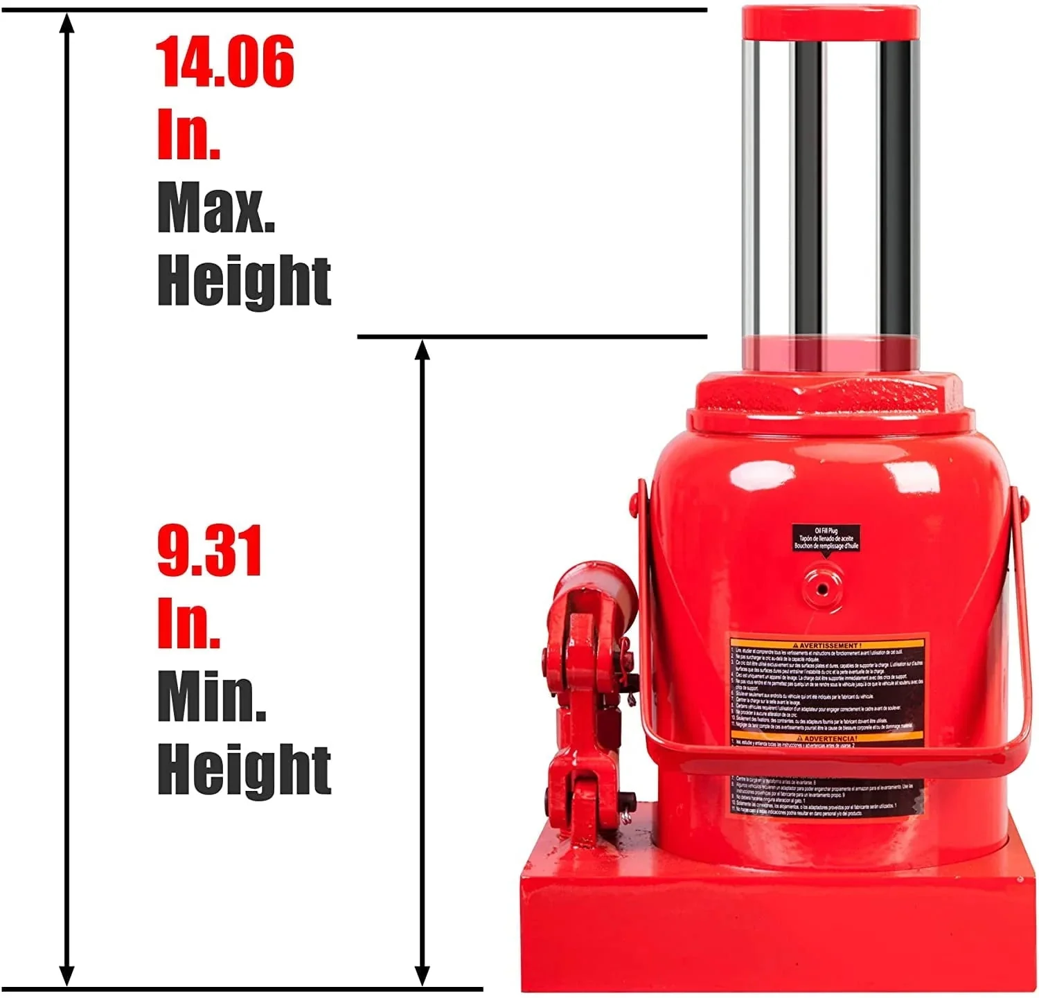 BIG RED 50 Ton Low Profile Hydraulic Bottle Jack Welded Construction for Automotive & Heavy Lifting - Image 3