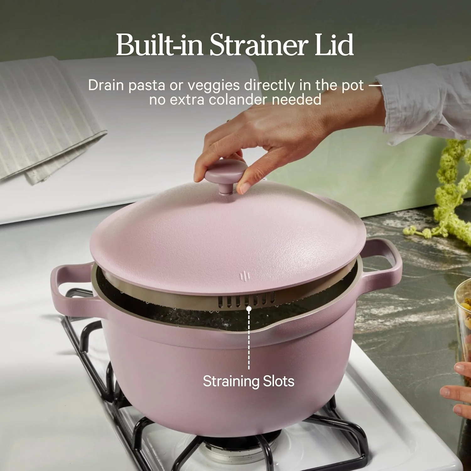 Our Place Perfect Pot 5.5 Qt Ceramic Pot With Lid And Spatula, Steam - Image 5
