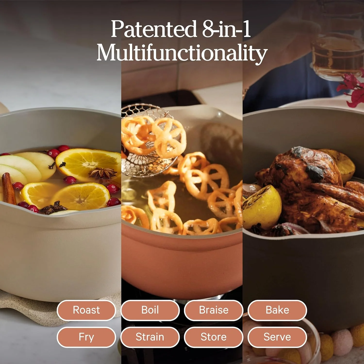 Our Place Perfect Pot 5.5 Qt Ceramic Pot With Lid And Spatula, Steam - Image 3
