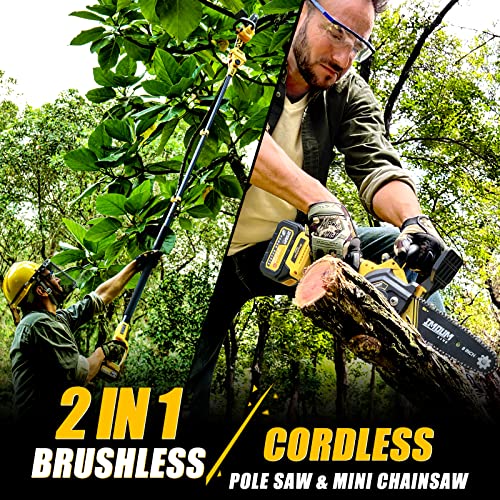 2-in-1 Brushless Pole Saw & Mini Chainsaw, IMOUMLIVE 8" Cutting Cordless Power Pole Saw for Wood Cutting, Trimming - Image 8