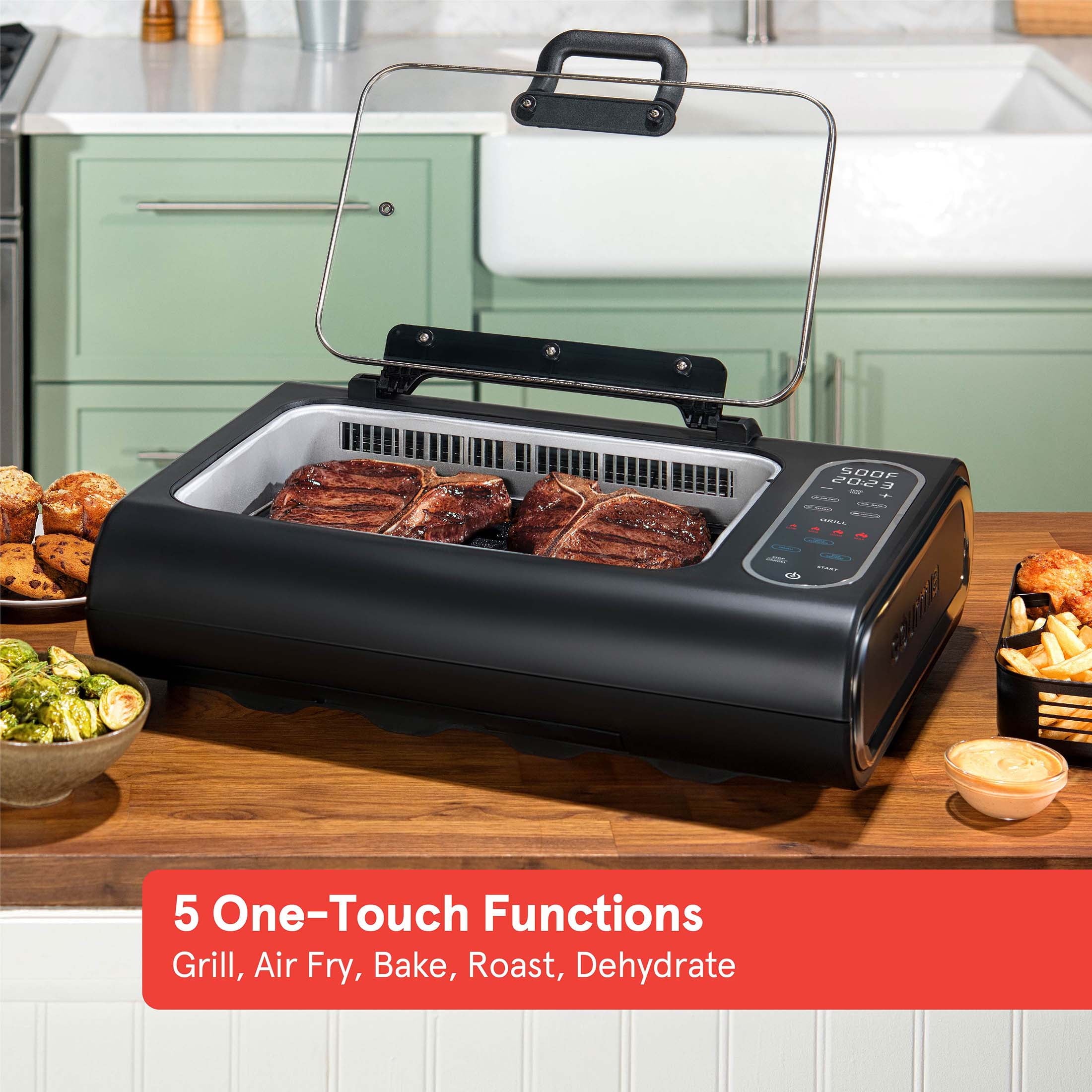 FoodStation Indoor Smokeless Grill with Guided Cooking. Black - Image 5