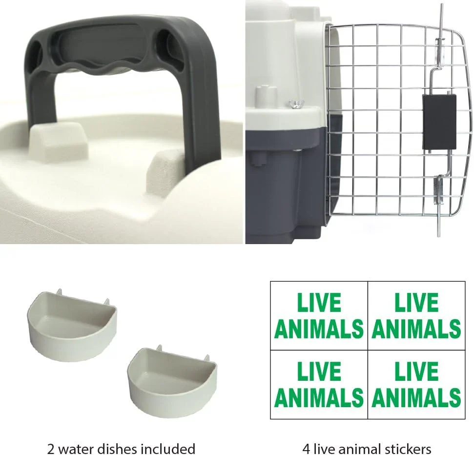 SportPet Designs Plastic Airline Approved Rolling Dog Kennel With Wire Door, XXX-Large, Gray, 48in L x 32in W x 36in H - Image 41