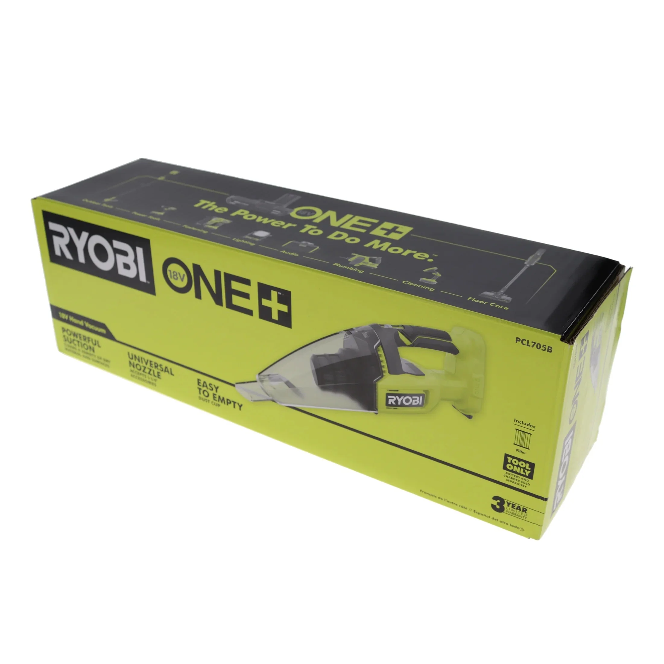 Ryobi Cordless Multi-Surface Handheld Vacuum 18V ONE+ Bare Tool, 12-Pack - PCL705B - Image 8
