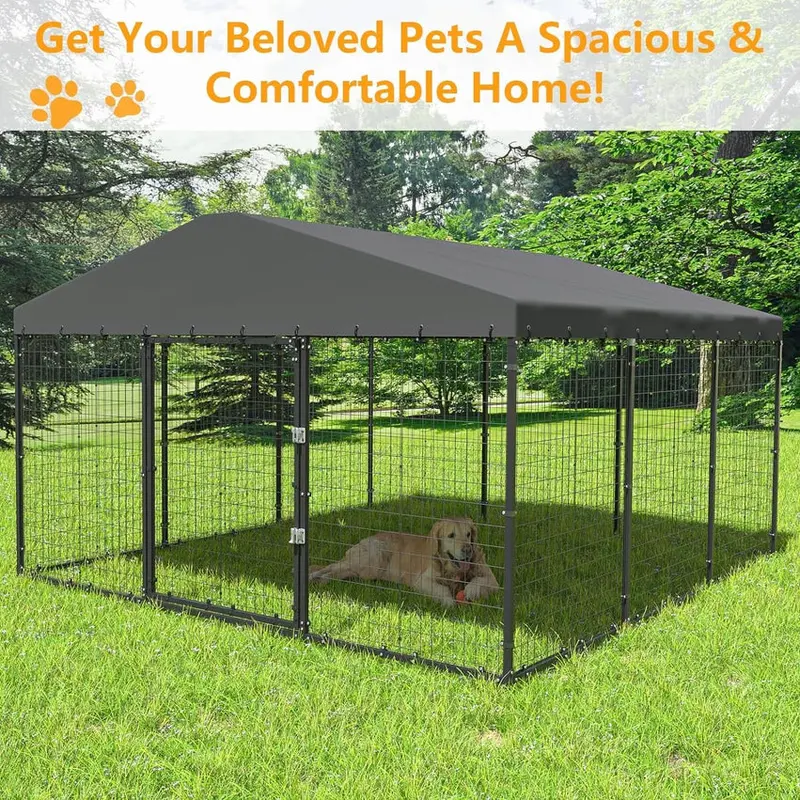 Kullavik Extra-Large Heavy-Duty Outdoor Dog Kennel - 118 x 118 x 70 Waterproof Roof Enclosure - Image 4