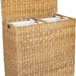 Sofia + Sam Oversized Divided Seagrass Hamper With 2 Canvas Liners, 28 x 14 x 27 Inches - 4602