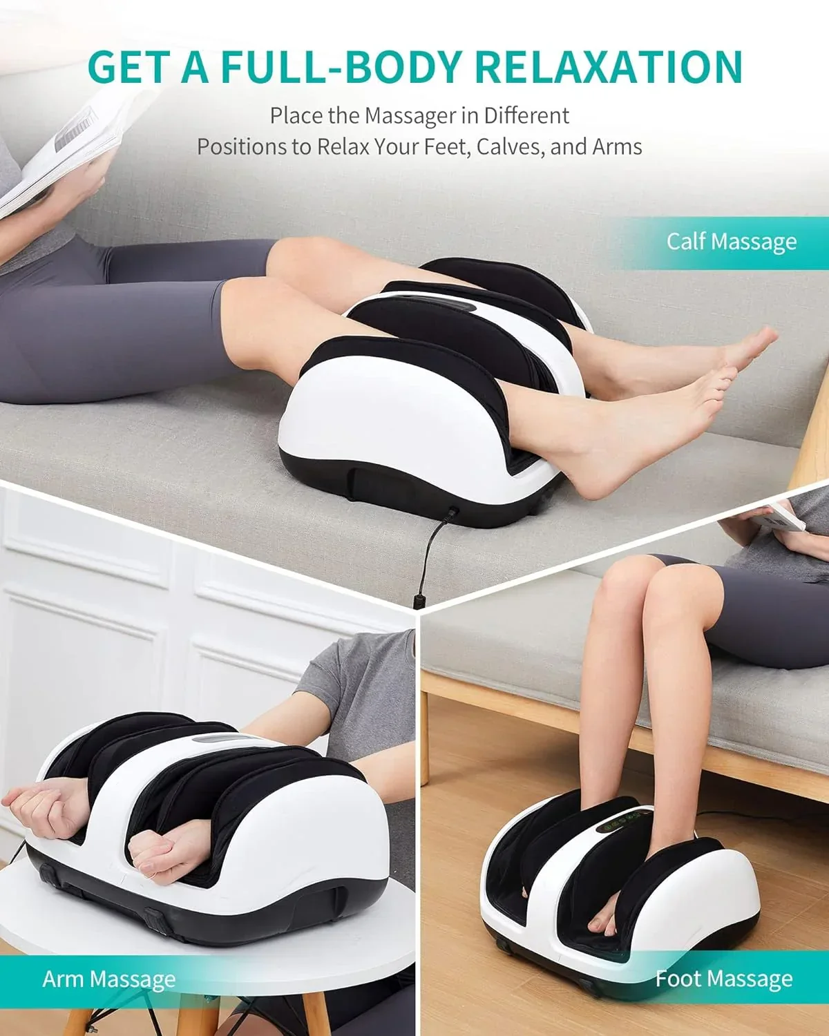 Nekteck Shiatsu Foot And Calf Massager With Heat - White - Image 3