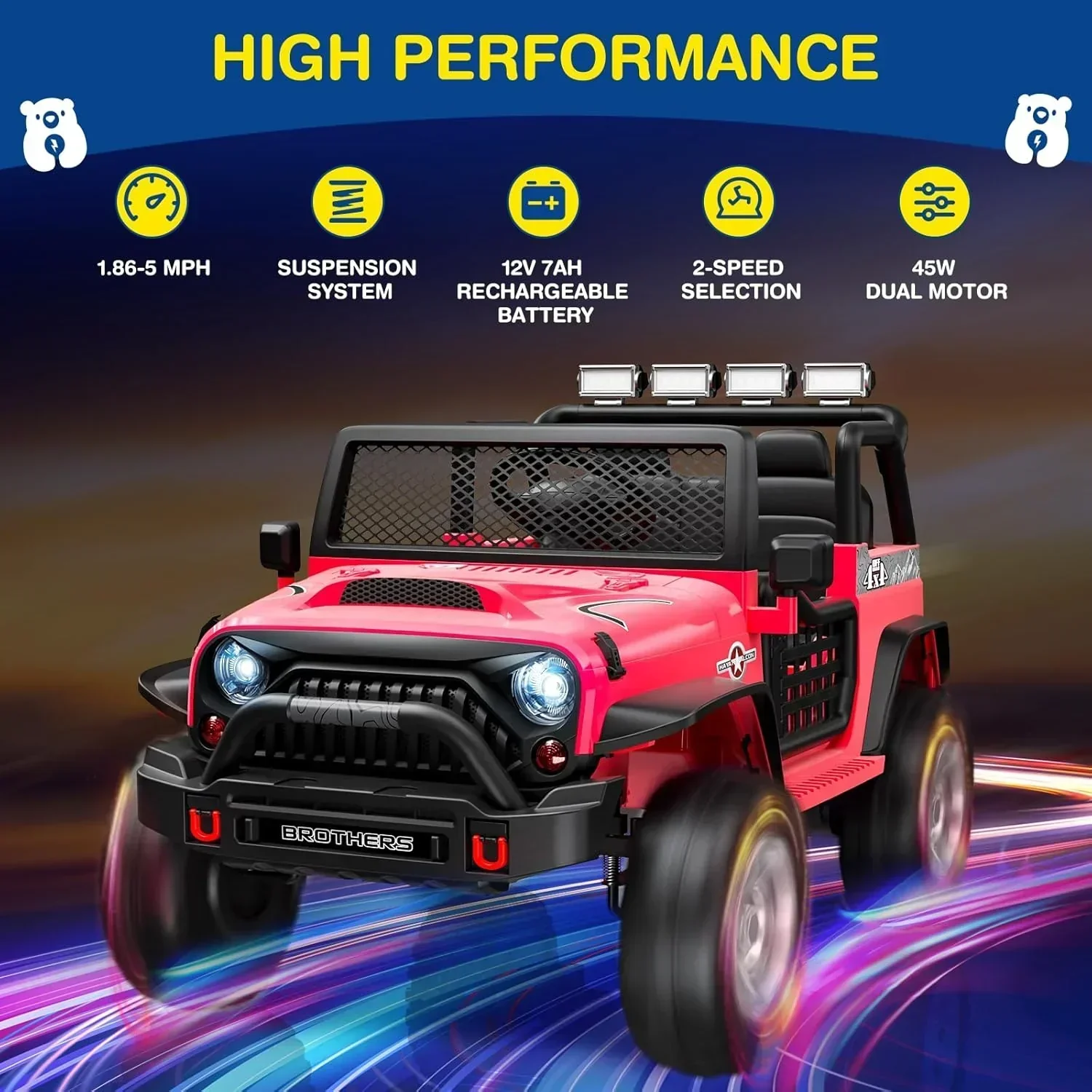 L8 Ride On Car 2 Seater 12V Kids Electric Car Remote Control 4-Wheel Suspension Bluetooth Speaker - Image 30
