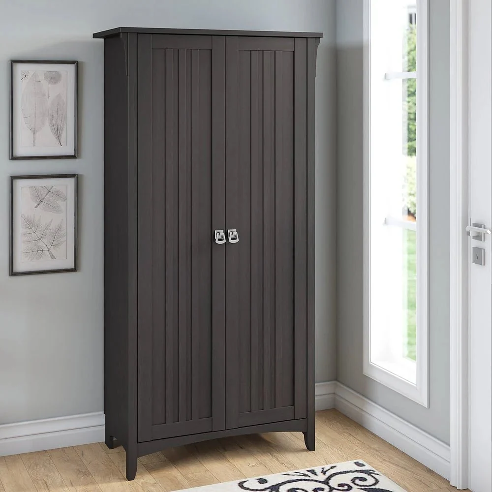 Tall Freestanding Storage Cabinet With Doors And 5 Shelves - Image 3