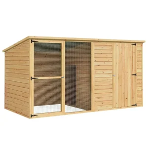 i.Pet Extra-Large Outdoor Wooden Log-Style Dog House With Insulated Bed, 2.28m - Brown