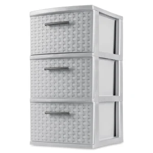 Sterilite 3 Drawer Weave Storage Tower - Cement