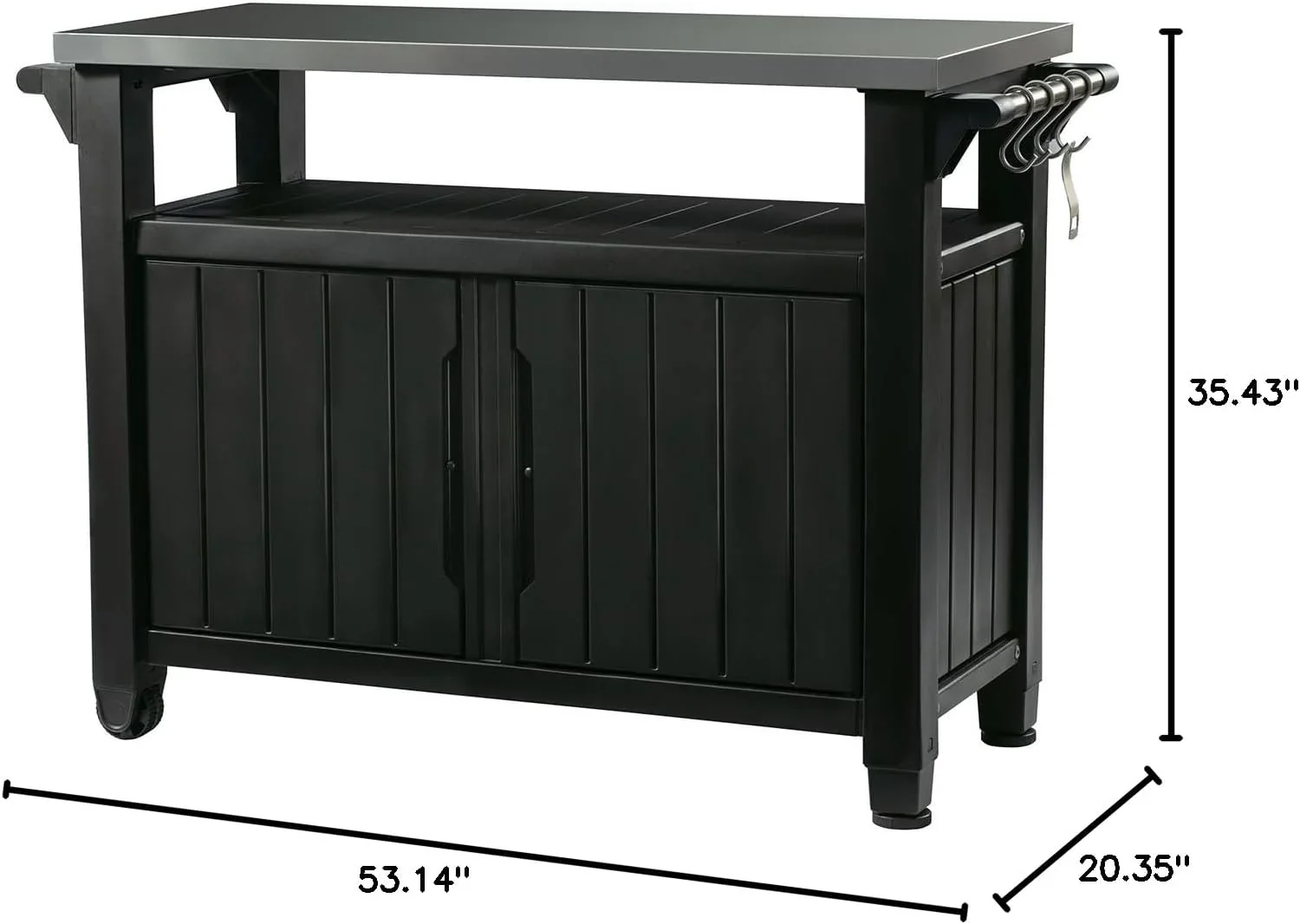 Keter Outdoor Rolling Table Cart for Food Prep, Storage, Bar & Grill, Dark Brown - Image 5