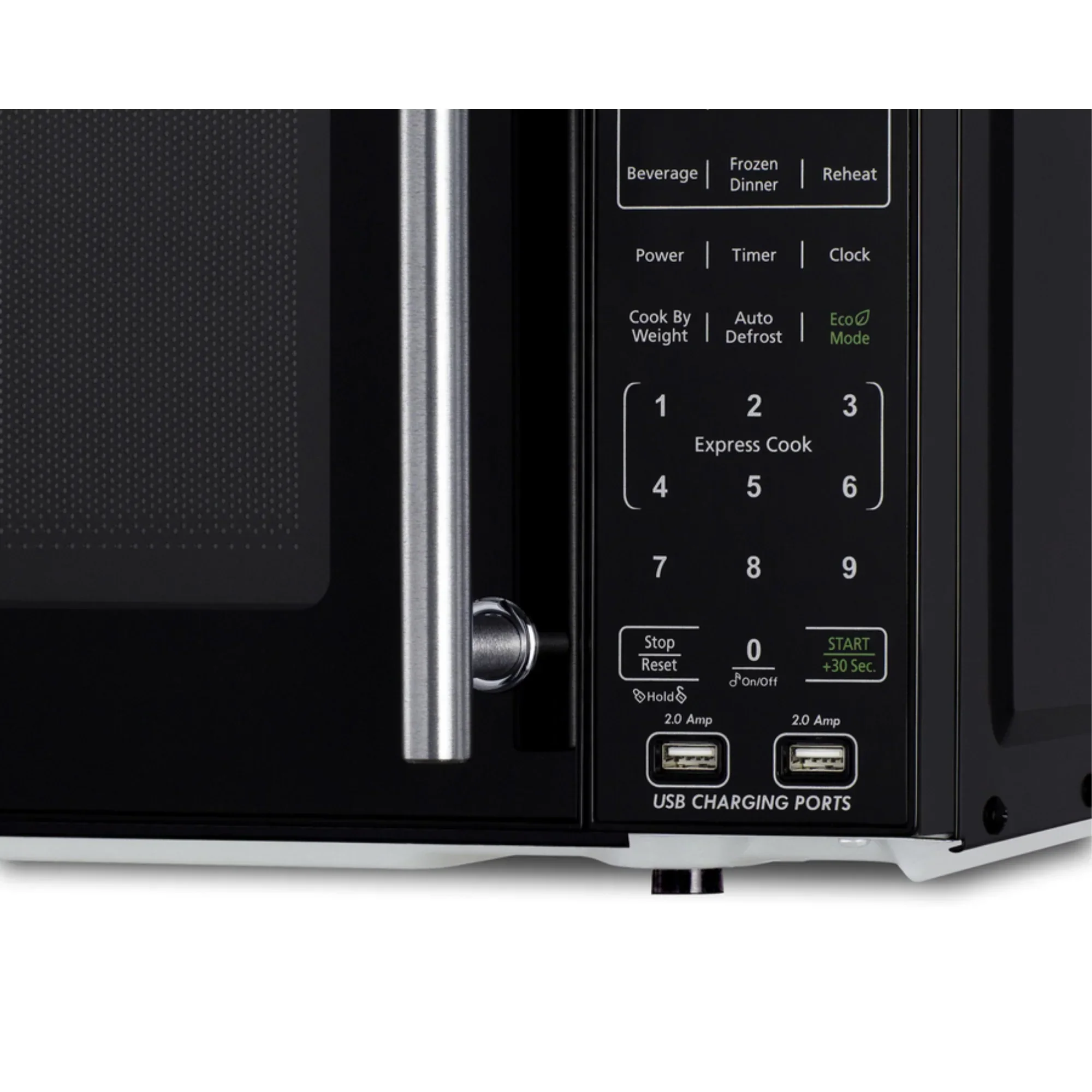 Compact Countertop Microwave, Black With 2 USB Ports And Built-In Power Allocator - Image 4