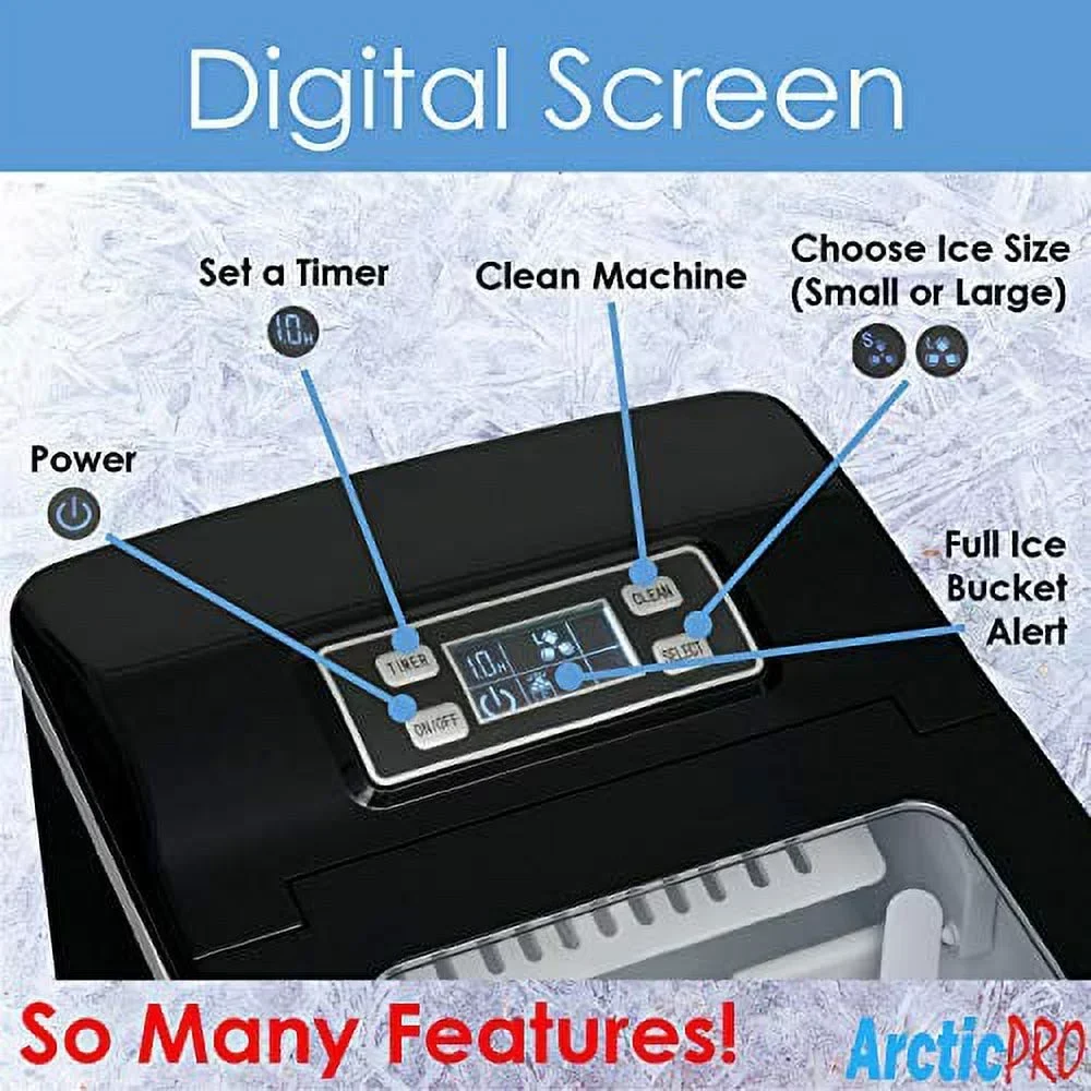 Arctic-Pro Portable Digital Ice Maker Machine, 26 Pounds Daily, Black, 11.5x8.7x12.5 Inches - Image 3