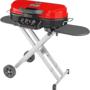 RoadTrip Portable Stand-Up Propane Grill with 3 Adjustable Burners & Instastart Ignition, 20,000 BTUs of Power for Outdoor Cooking