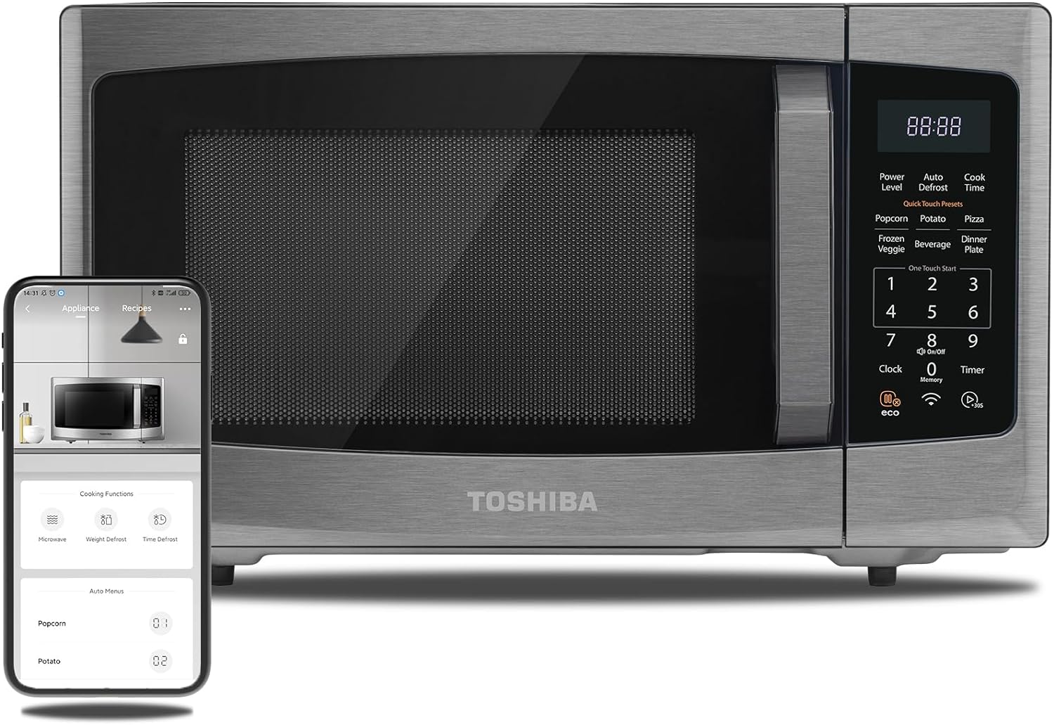 TOSHIBA 4-in-1 Countertop Microwave Oven, 1.5 Cu Ft, 1000W, Silver - ML-EC42P(SS) - Image 3