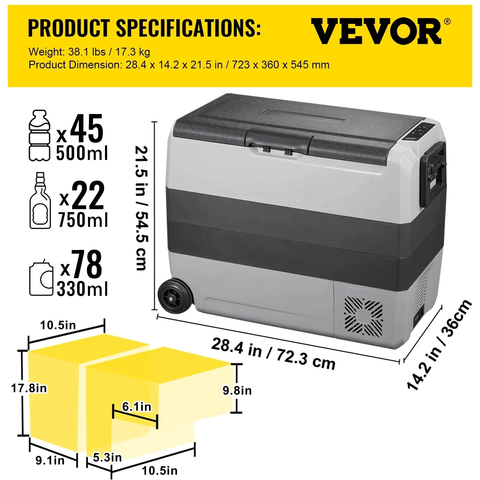 VEVOR Dual-Zone Car Refrigerator Freezer, 48QT - T45K - Image 16