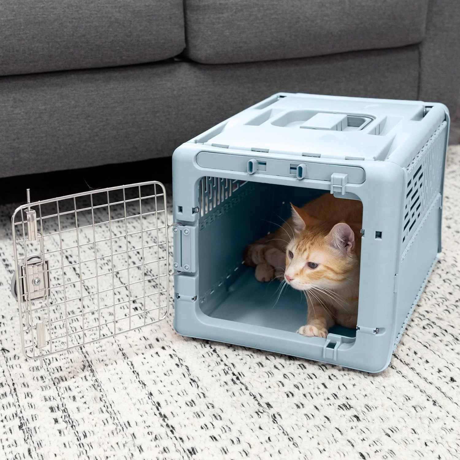 SportPet Designs Plastic Airline Approved Rolling Dog Kennel With Wire Door, XXX-Large, Gray, 48in L x 32in W x 36in H - Image 37