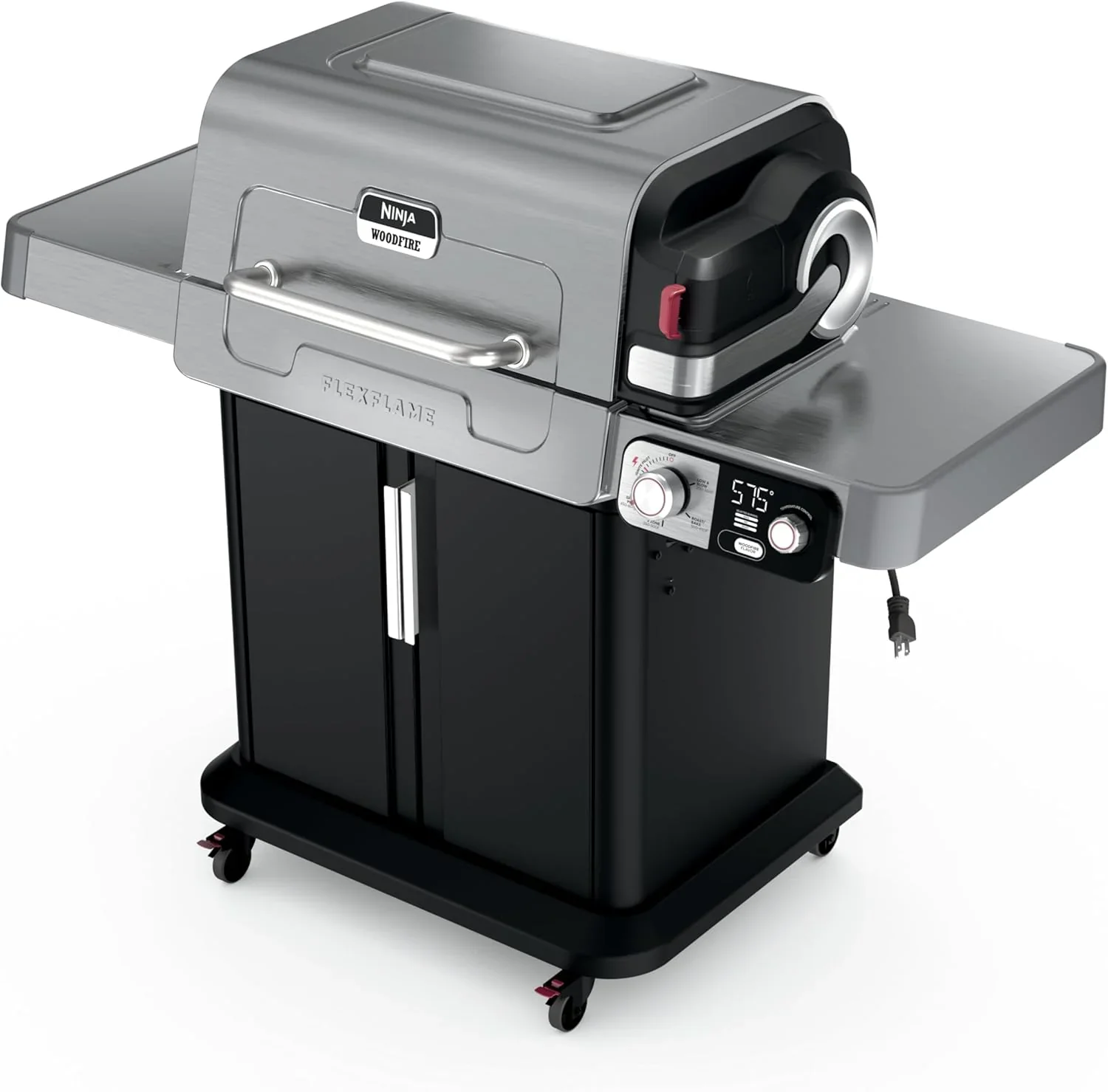 Ninja FlexFlame, Grill and Smoker, Electric and Propane Grill, Roaster, BBQ Grill, 5-in-1 Cooking System, 3 Burner, Digital Control, Outdoor Cooking, Griddle, Pizza Maker, Stainless Steel, PG301 - Image 2
