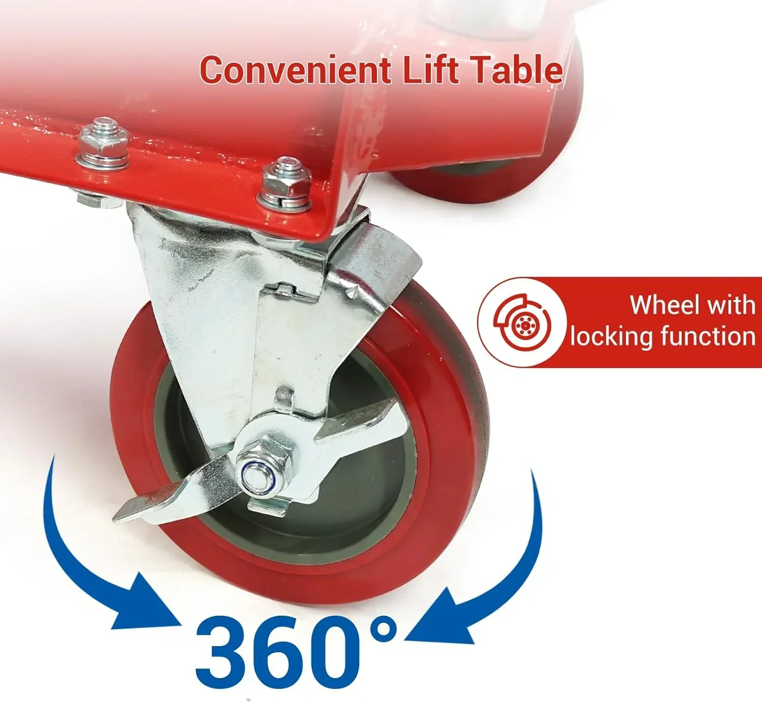 500LBS Hydraulic Lift Table Cart, 30" Lifting Height., Double Scissor Lift Table with 4 Wheels and Non-Slip Pad, Hydraulic Scissor Lift Table for Material Handling and Transportation - Image 8