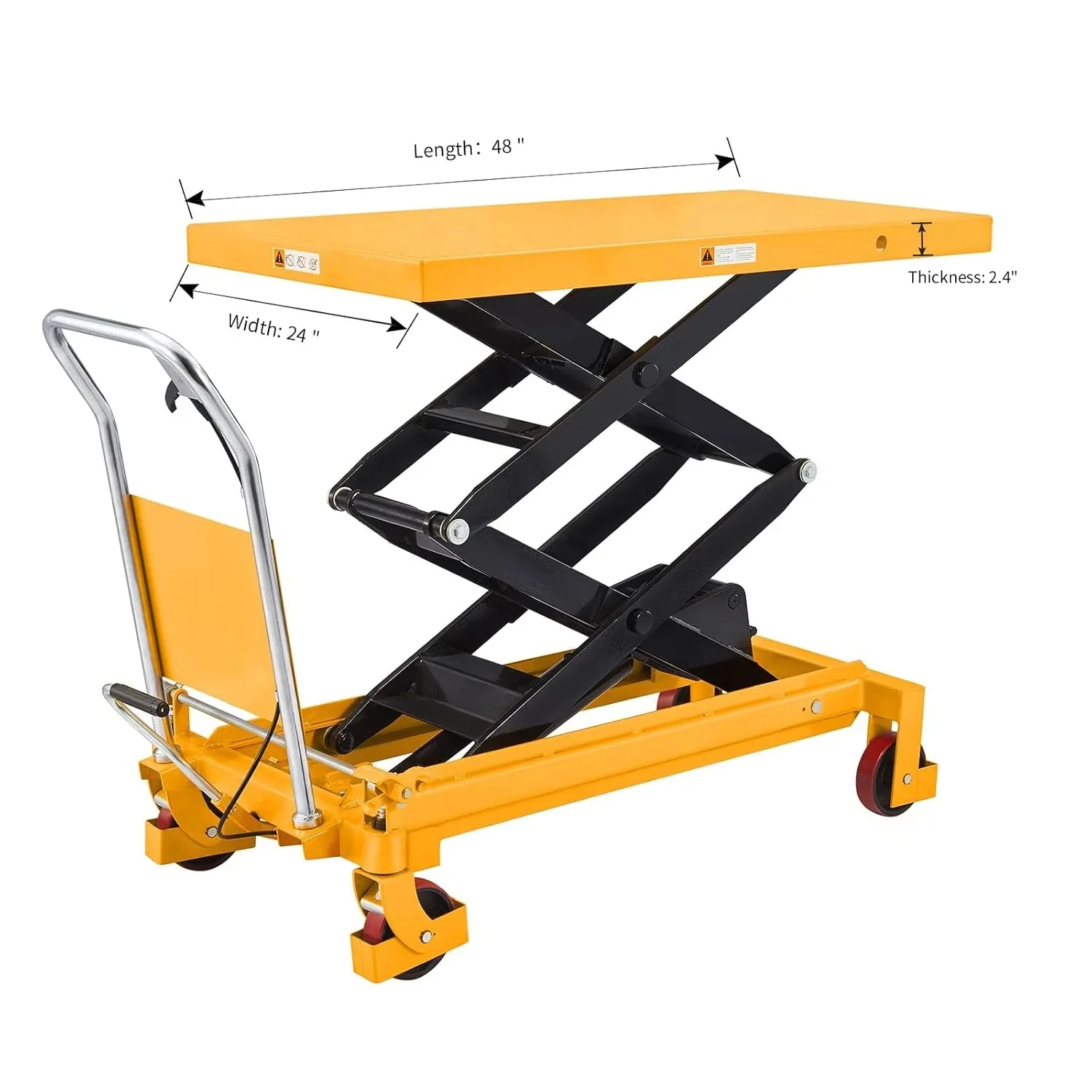 APOLLOLIFT Hydraulic Lift Table Cart – 770 lbs Capacity, 51" Max Height, Double Scissor Lift with Safety Guard & 4 Wheels - Image 9