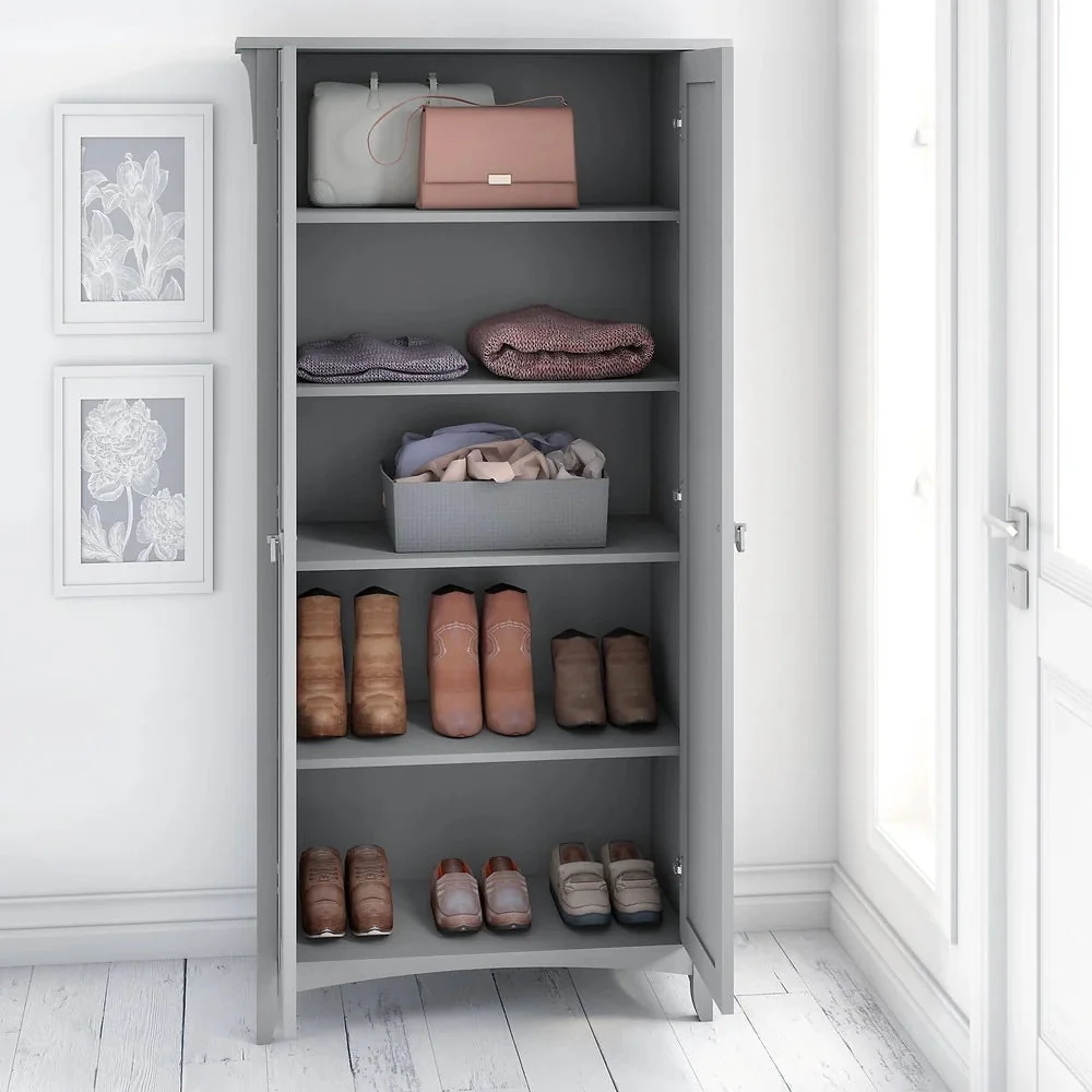 Tall Freestanding Storage Cabinet With Doors And 5 Shelves - Image 5