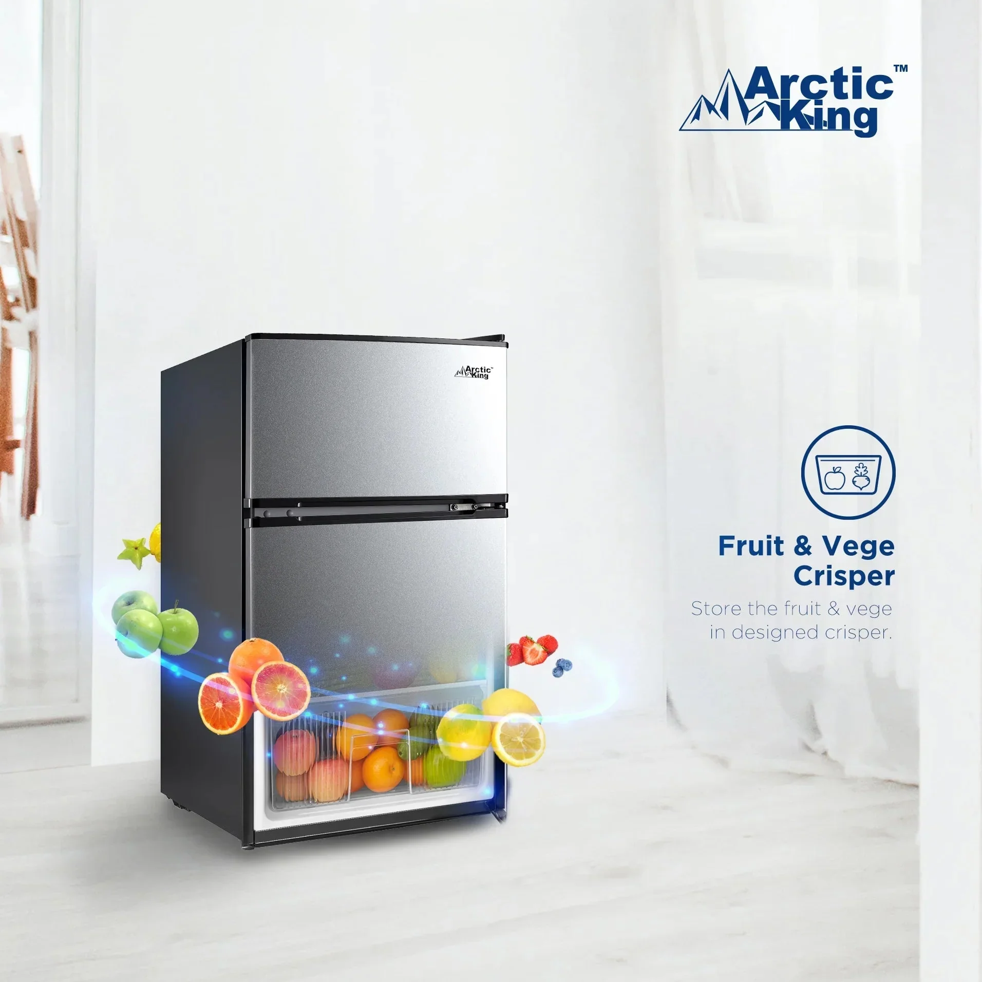 Arctic King Two-Door Mini Fridge With Freezer, 3.2 Cu. Ft., Stainless Steel - Image 16
