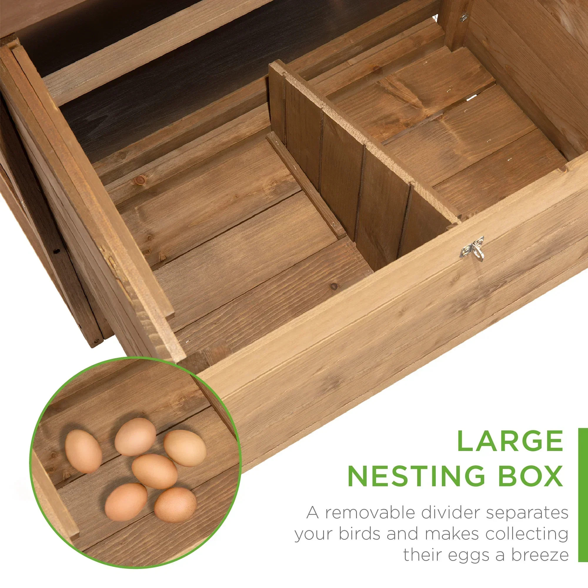 Best Choice Products Mobile Fir Wood Chicken Coop Tractor, 70in, Wheels, 2 Doors, Nest Box, Removable Tray - Image 6