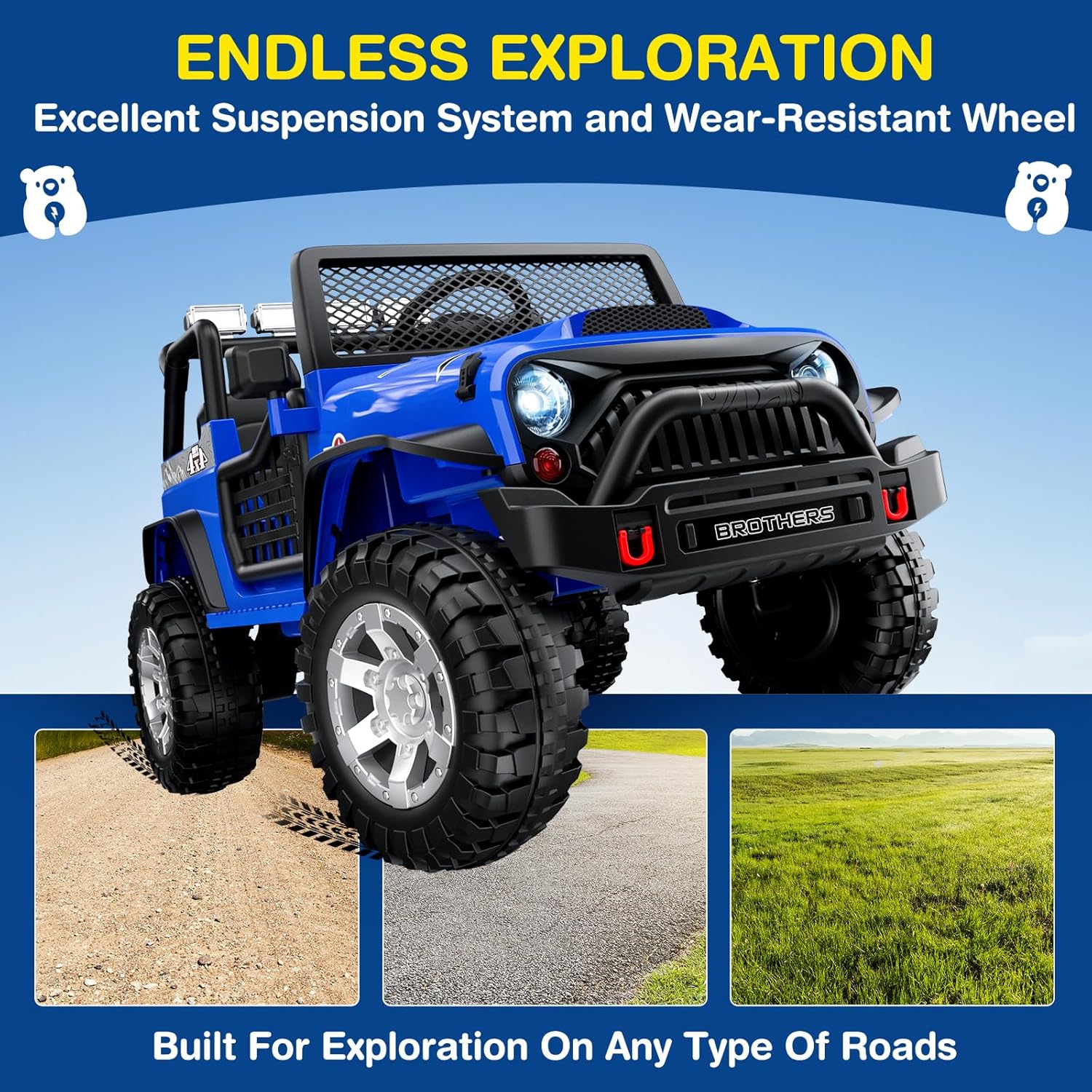 L8 Ride On Car 2 Seater 12V Kids Electric Car Remote Control 4-Wheel Suspension Bluetooth Speaker - Image 17