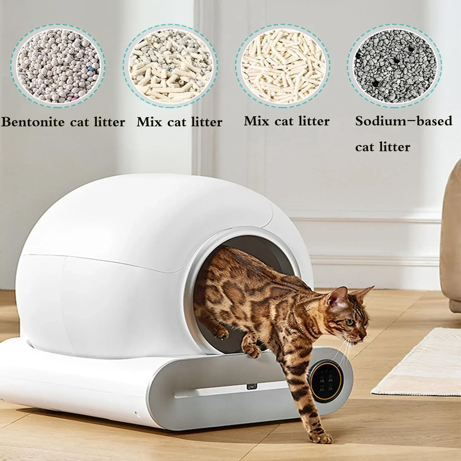 Automatic Cat Litter Box, White, 65L Capacity, 9L Collection Bin - TYSD-1 - Image 16