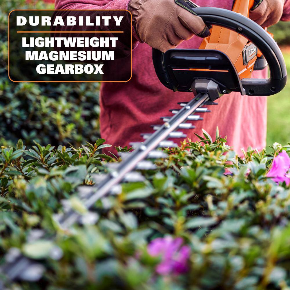 RIDGID 18V Brushless Cordless Battery 22 in. Hedge Trimmer with 2.0 Ah Battery and Charger R01401K - Image 5
