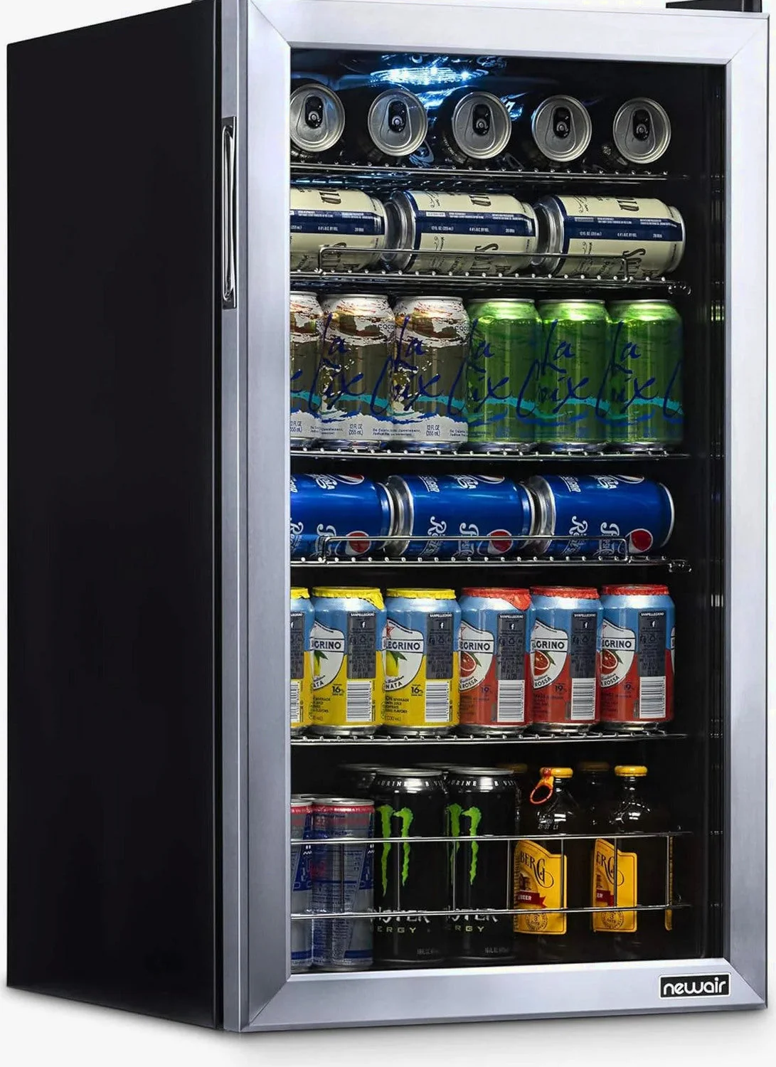 NewAir Beverage Refrigerator Cooler, 126 Cans, 3.4 Cubic Feet, Stainless Steel - AB-1200