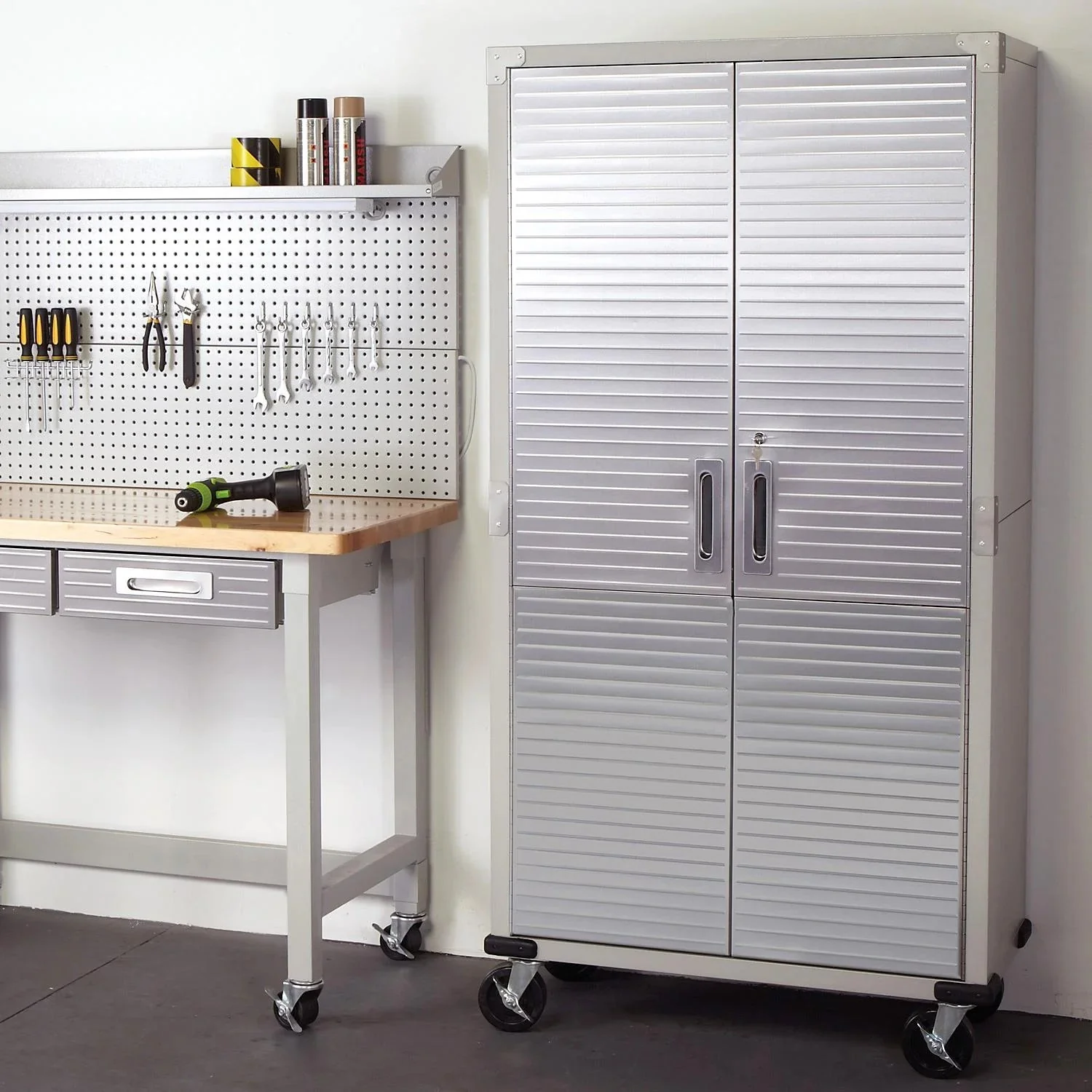 Seville Classics UltraHD Rolling Storage Cabinet, Granite, 36in W x 18in D x 72in H - Image 7