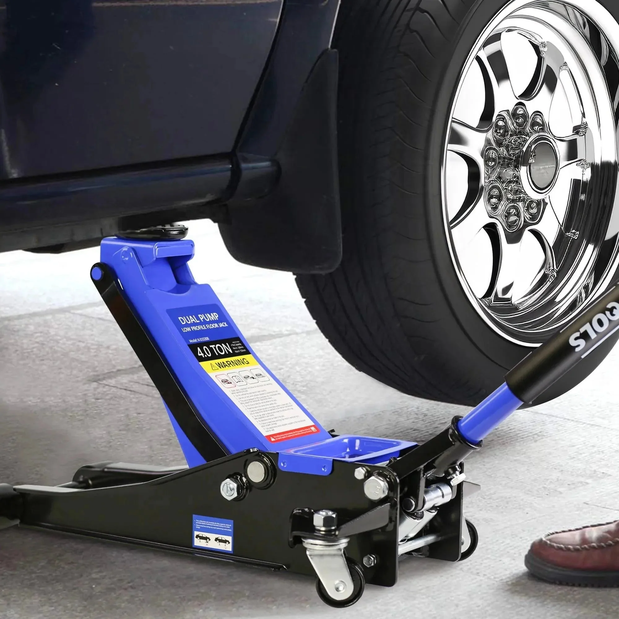 4-Ton Floor Jack, Low Profile Car Jack, Heavy-Duty Trolley Jack Car Lift with Dual Pump Pistons, Lifting Range 4"-21", 8000LBS - Image 3