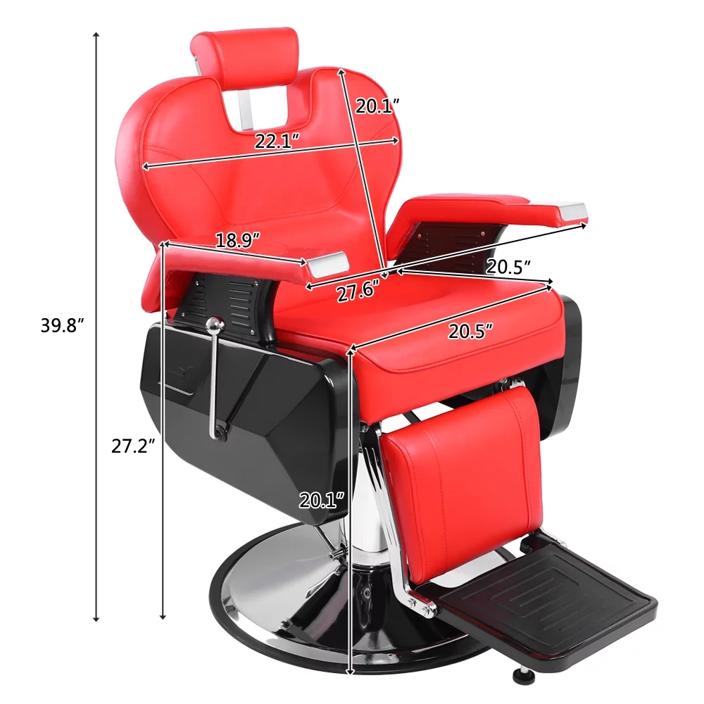 OmySalon Reclining Hydraulic Barber Chair, Black, 38.2 x 27.6 x 39.4 in - Image 9