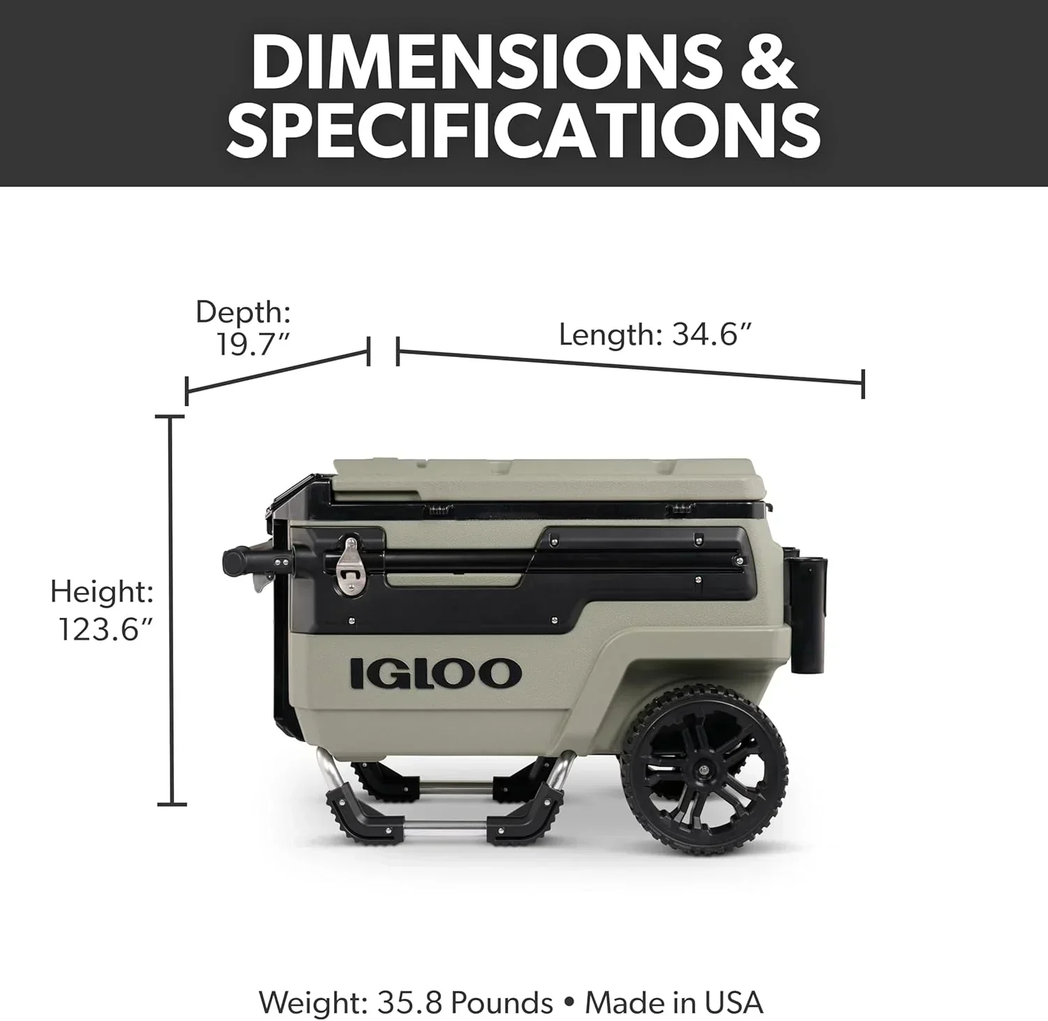 70Qt Wheeled Cooler Insulated Hard Shell Ice Chest - Image 13