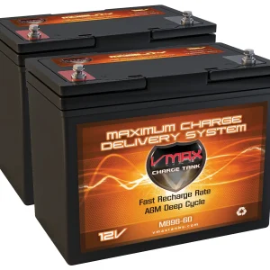 AGM Group 22 Deep Cycle Wheelchair Battery, 12V 60Ah, 2 Pack - VMAXMB96