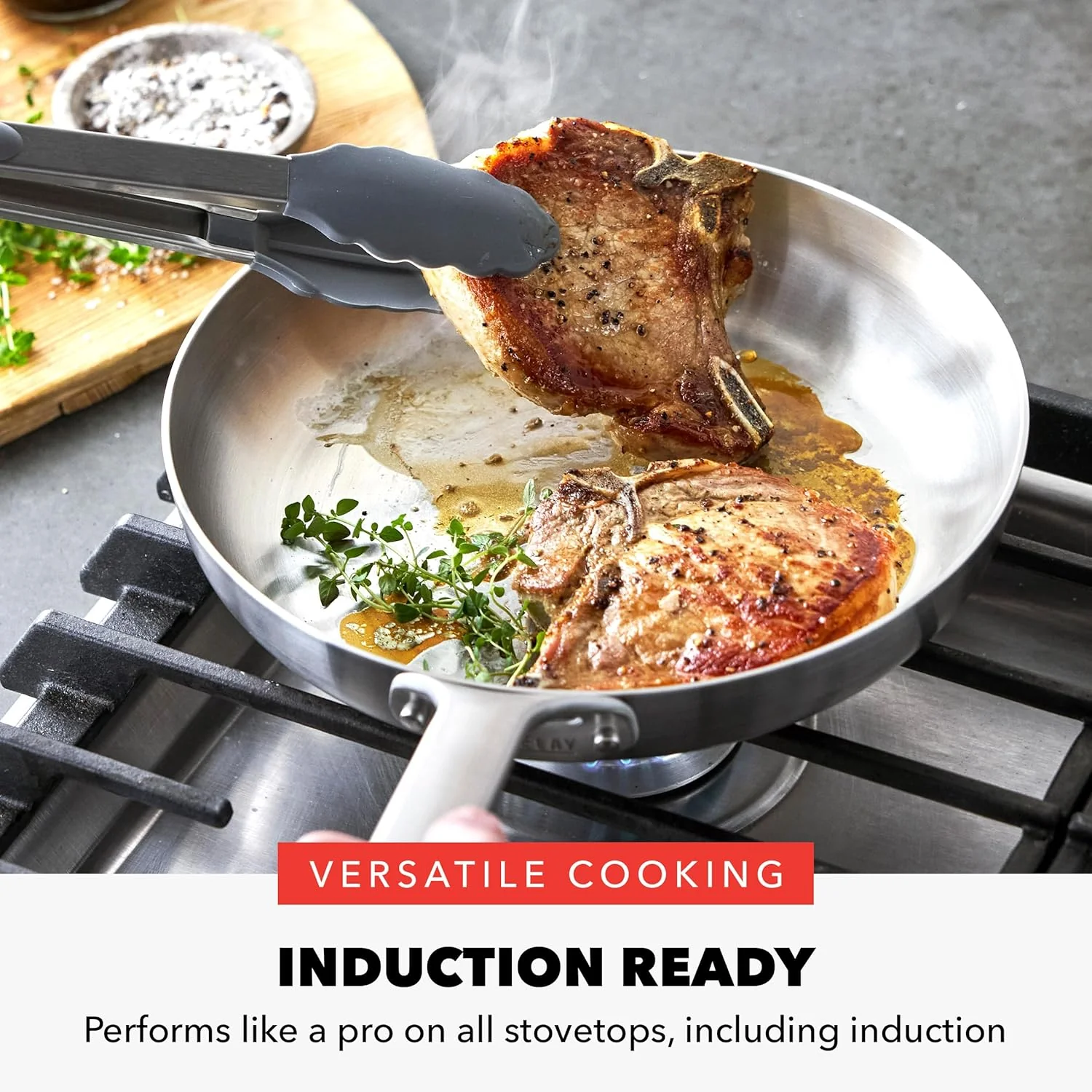 GreenPan x Bobby Flay 10 Piece Stainless Steel Tri-Ply Cookware Set - 8QT Stockpot - Image 5