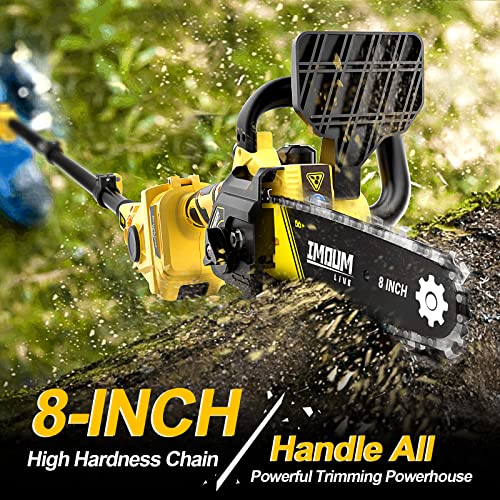 2-in-1 Brushless Pole Saw & Mini Chainsaw, IMOUMLIVE 8" Cutting Cordless Power Pole Saw for Wood Cutting, Trimming - Image 7