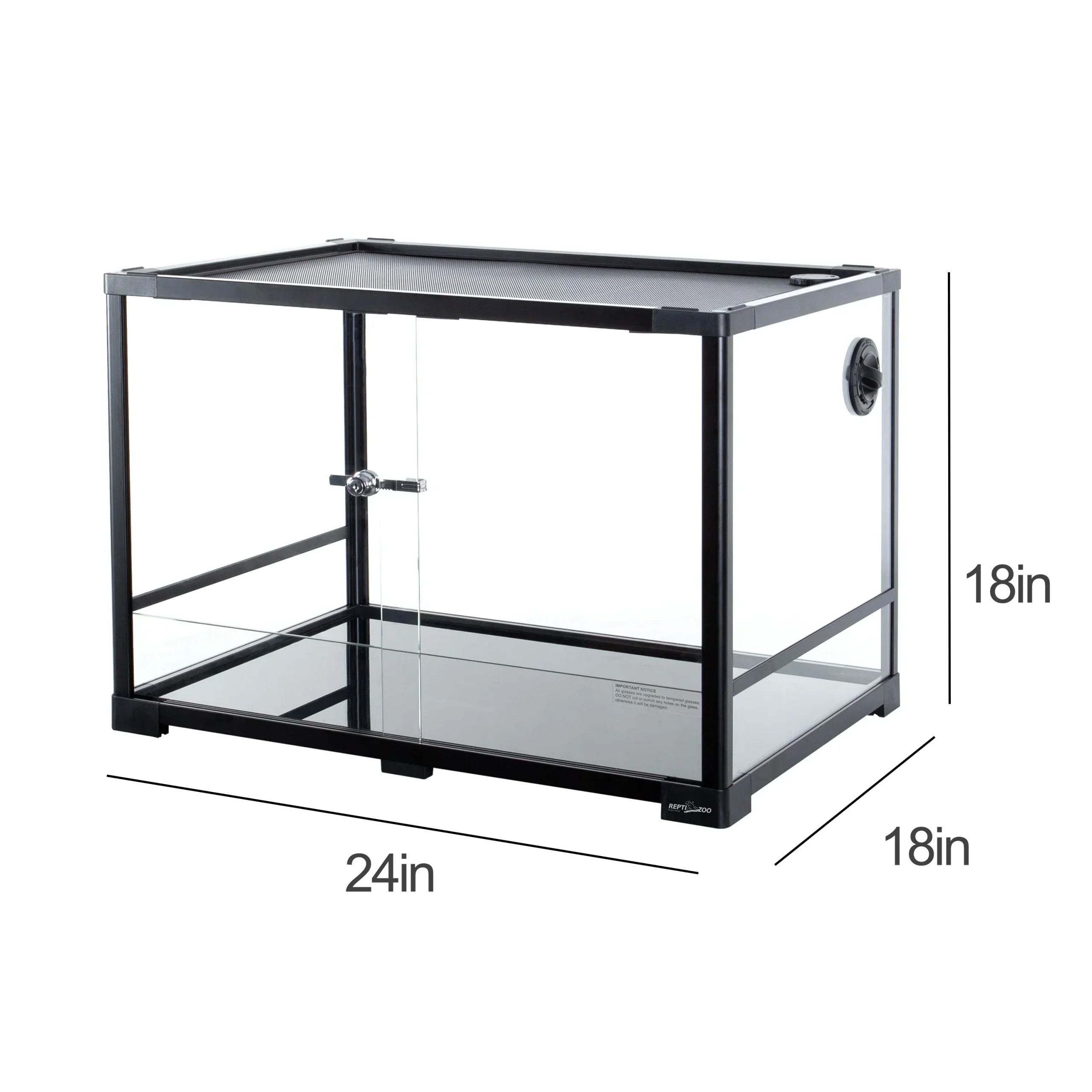 REPTIZOO Reptile Knock-Down Full View Natural Terrarium, Black, 24 x 18 x 18 inches - Image 4