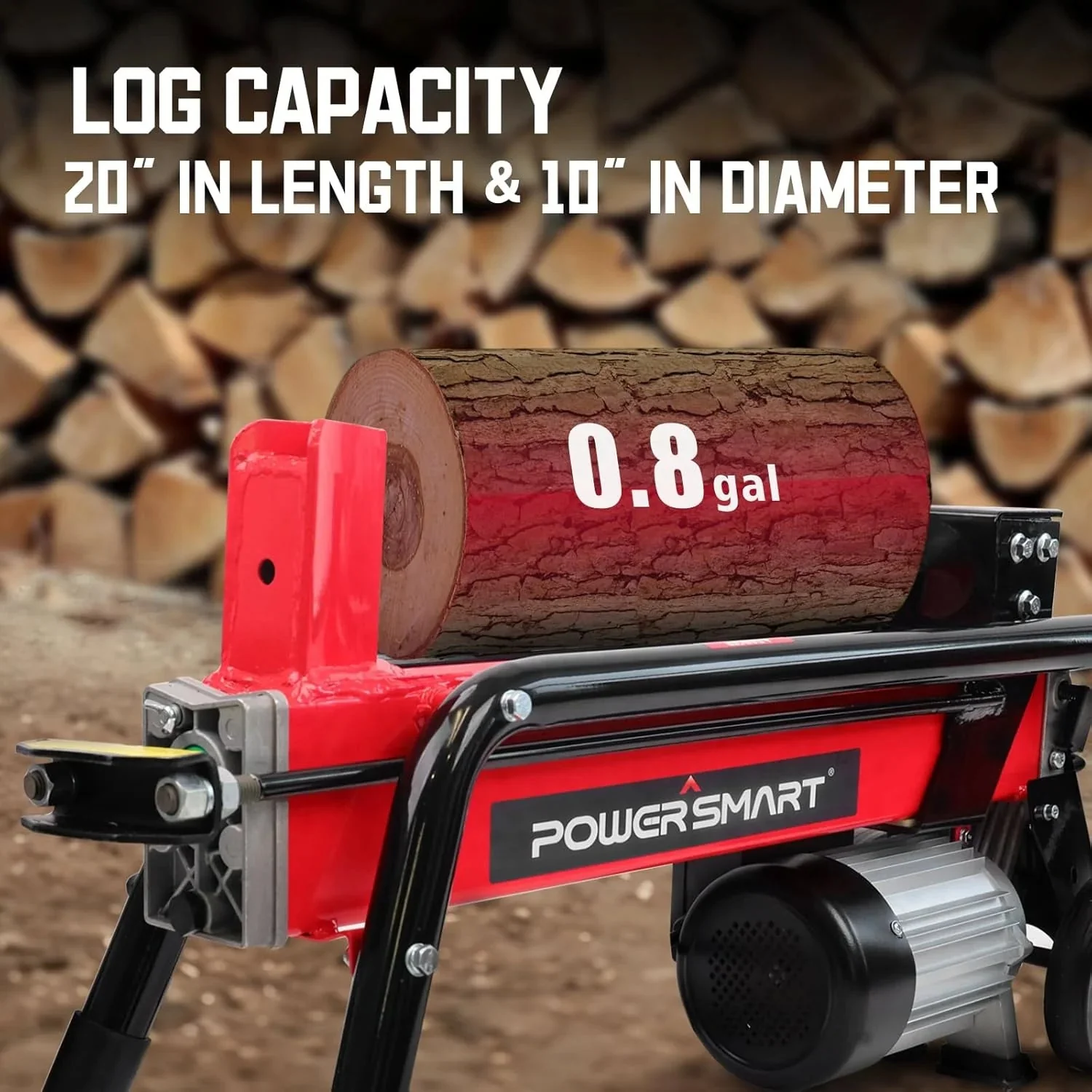 PowerSmart Electric Log Splitter 7-Ton - Efficient Wood Splitter with 3500 Motor Speed, 15 Amp, Horizontal Full Beam Design and Steel Wedge for Firewood & Kindling Cutting - Image 5