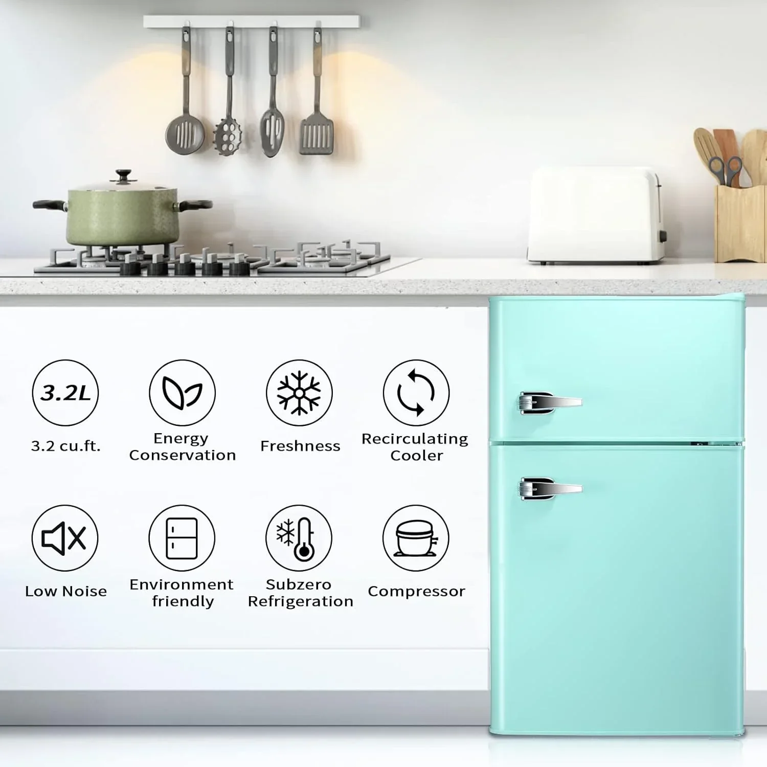 Antarctic Star Compact Mini Refrigerator 3.2 cu ft, Green - F90GR - Image 28