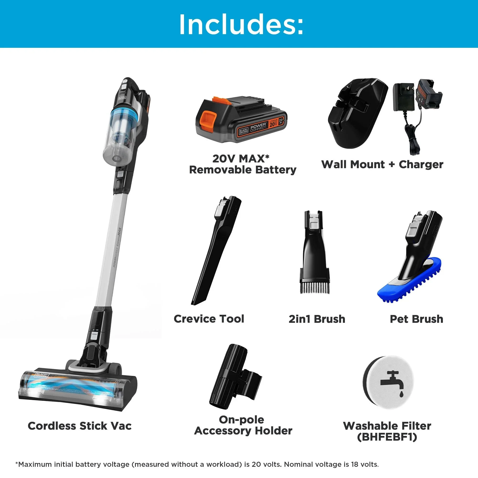 BLACK+DECKER POWERSERIES Extreme MAX 20V MAX Cordless Stick Vacuum - BHFEB520D1 - Image 10