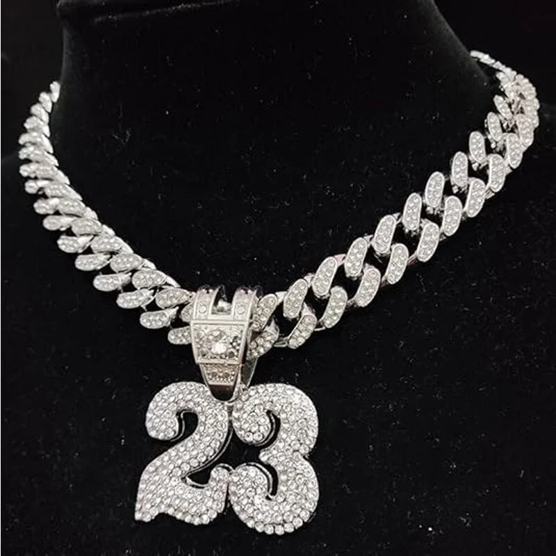 Number 23 Football Pendant Necklace With 20in Cuban Chain, 13mm Width - Image 3