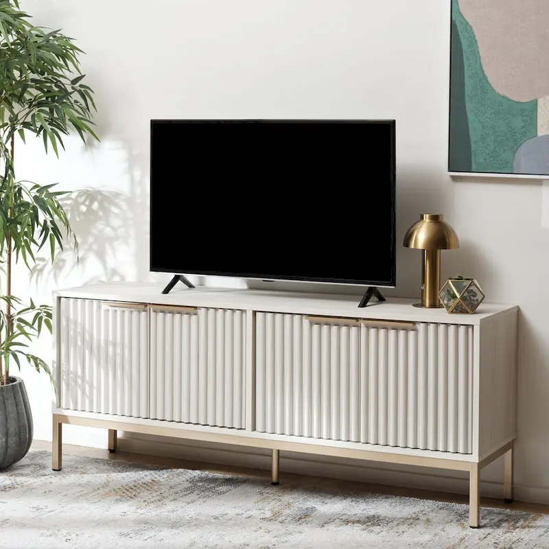 SAFAVIEH Deandra 4-Door Media Stand for Entertainment - Accommodates Up to 65-Inch Flat Screen TV - Dimensions: 60.8" W x 17.7" D x 24.6" H - Image 7